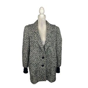 Elco Vintage 80s Tweed‎ Blazer Jacket Sweater Cuffs 2 Buttons Notched Collar 16